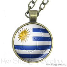 Load image into Gallery viewer, Wholesale 25MM Glass Dome Handmade Necklace Football National Flag Logo Pendant Necklace Football Country Hang Necklaces