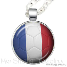 Load image into Gallery viewer, Wholesale 25MM Glass Dome Handmade Necklace Football National Flag Logo Pendant Necklace Football Country Hang Necklaces