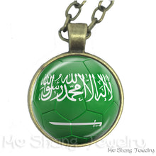 Load image into Gallery viewer, Wholesale 25MM Glass Dome Handmade Necklace Football National Flag Logo Pendant Necklace Football Country Hang Necklaces