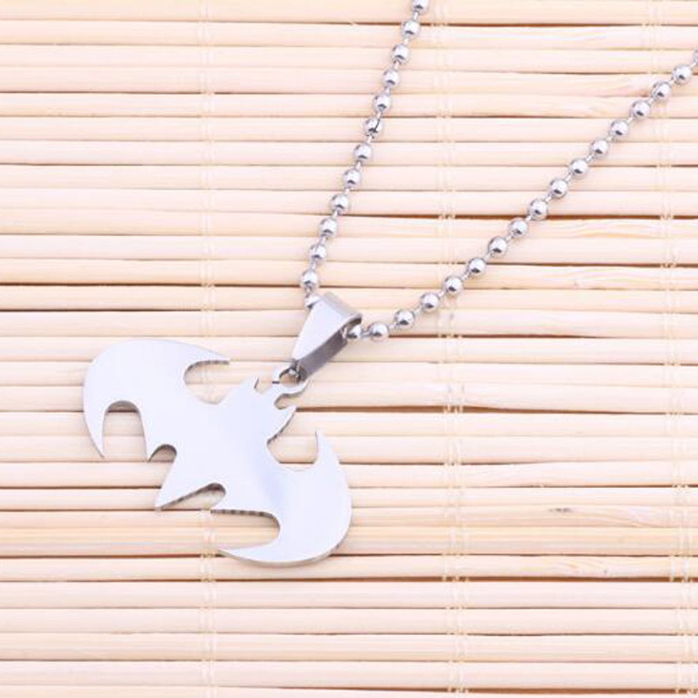 Wholesale (36 pcs/lot) Men Necklaces Jewelry Slippy Bat Batman Sign Pendant Stainless Steel Pendant with Chain Necklace