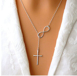 Wholesale Charm Cross Necklace Revenge Figure 8 Eternity Infinity Necklace women fashion necklace