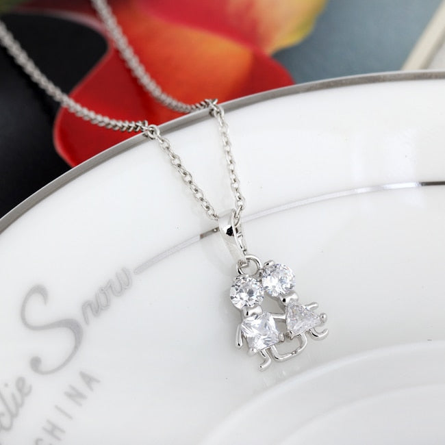 Wholesale Fashion White Gold-Color White CZ Sweet Lover Pendant Necklace