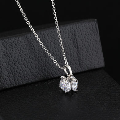 Wholesale Fashion White Gold-Color White Round CZ Stylish Pendant Necklace