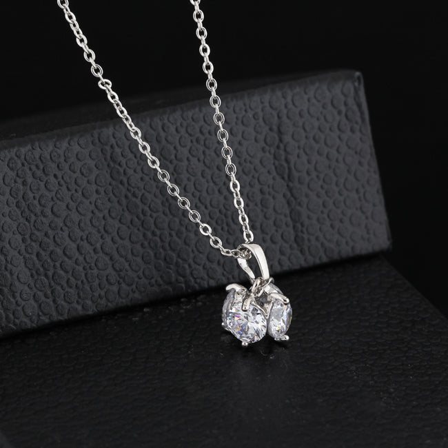 Wholesale Fashion White Gold-Color White Round CZ Stylish Pendant Necklace