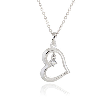 Wholesale Fashion White Gold-color White Round CZ Stylish Heart Pendant Necklace