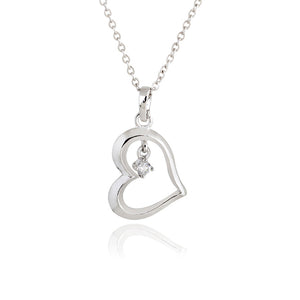 Wholesale Fashion White Gold-color White Round CZ Stylish Heart Pendant Necklace