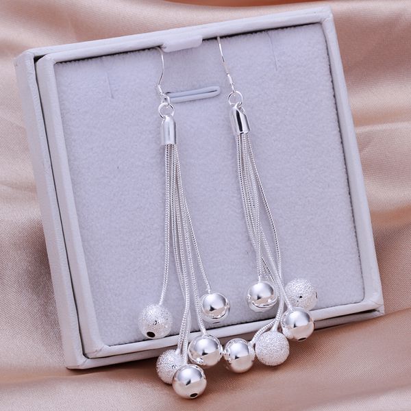 Wholesale High Quality Jewelry 925 jewelry silver plated 5 Line Bead Earrings for Women best gift SMTE277