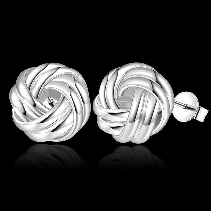 Wholesale High Quality Jewelry 925 jewelry silver plated Button-Shaped Earrings for Women best gift SMTE377