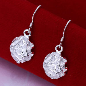 Wholesale High Quality Jewelry 925 jewelry silver plated Fashion Rose Earrings for Women best gift SMTE066