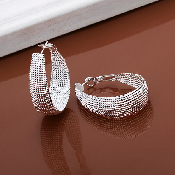 Wholesale High Quality Jewelry 925 jewelry silver plated Flat U web Earrings for Women best gift SMTE064