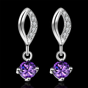 Wholesale High Quality Jewelry 925 jewelry silver plated Mouth purple stone Earrings for Women best gift SMTE510