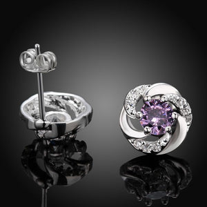 Wholesale High Quality Jewelry 925 jewelry silver plated Purple Stone Earrings for Women best gift SMTE436