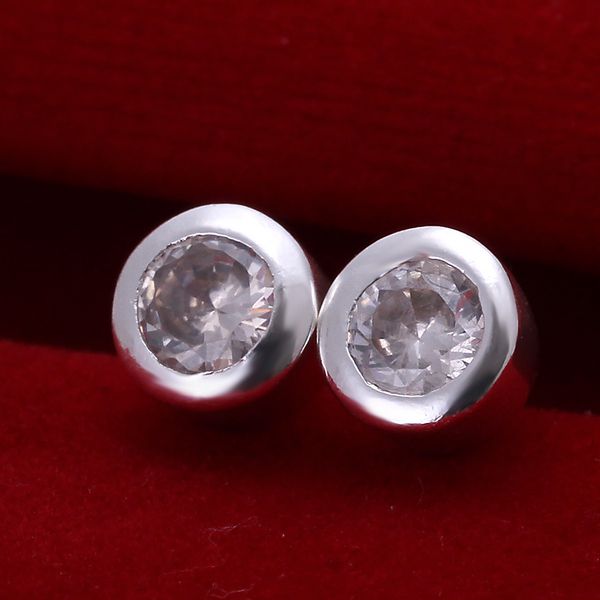 Wholesale High Quality Jewelry 925 jewelry silver plated Round Crystal Earrings for Women best gift SMTE093
