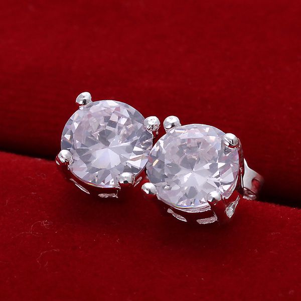 Wholesale High Quality Jewelry 925 jewelry silver plated Round Crystal Earrings for Women best gift SMTE096