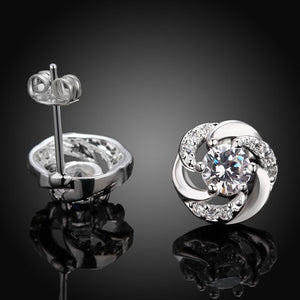 Wholesale High Quality Jewelry 925 jewelry silver plated White Stone Earrings for Women best gift SMTE438