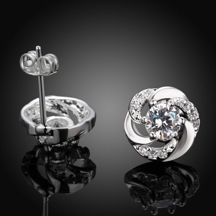 Wholesale High Quality Jewelry 925 jewelry silver plated White Stone Earrings for Women best gift SMTE438