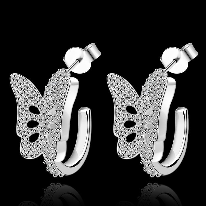 Wholesale High Quality Jewelry 925 jewelry silver plated small buttfly Earrings for Women best gift SMTE562