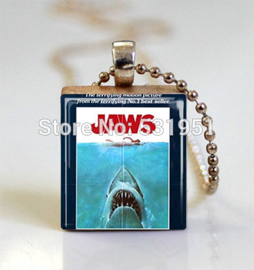 Wholesale Jaws Movie Poster Scrabble Tile Pendant with Ball Chain Necklace Included,Scrabble Tile Necklace