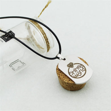Wholesale SHINee WORLD Team Logo Titanium Steel Not Fade Leather Chain Men or Women Necklace X2007