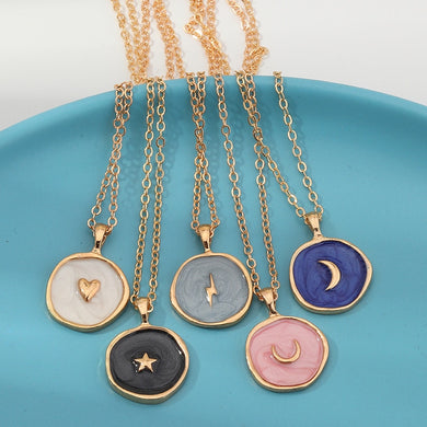 New Arrive Necklace For Women Brinco Heart Moon Star Lightning Oil Drip Fashion Jewelry Accessories Necklace