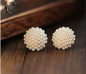 Wholesale New Fashion Vintage Full Pearl Peach Heart Earrings women fashion Jewelry