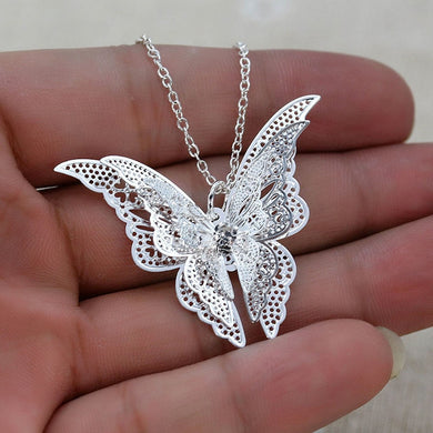 Wholesale New Fashion Women's Jewelry Butterfly Pendant & Necklace Chain Women Lovely Butterfly Pendant Chain Necklace Jewelry