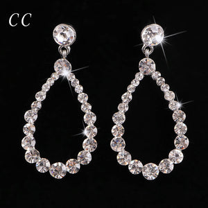 Wholesale Personality Teardrop Design Shine Top Crystal Earrings for Women Wedding Jewelry for Brides Bijoux Femme Gift B024