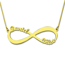 Carica l&#39;immagine nel visualizzatore di Gallery, Wholesale Personalized Infinity Necklace Two Name Necklace Silver Lover Necklace Jewelry Valentine&#39;s D Gift