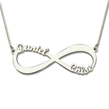 Carica l&#39;immagine nel visualizzatore di Gallery, Wholesale Personalized Infinity Necklace Two Name Necklace Silver Lover Necklace Jewelry Valentine&#39;s D Gift