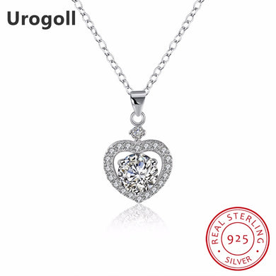 Acquista Collana a forma di cuore in vero argento sterling massiccio 925 Gioielli romantici Collane di gioielleria raffinata per pendenti e collane da donna 