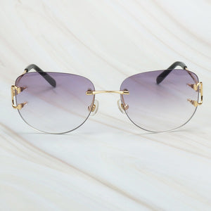 Rimless Sunglasses Luxury Carter Glasses Frame Men Sunglasses Retro Designer Women Eyewear for Driving Travelling