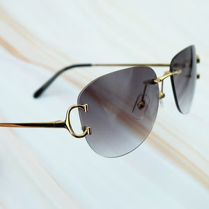 Rimless Sunglasses Luxury Carter Glasses Frame Men Sunglasses Retro Designer Women Eyewear for Driving Travelling