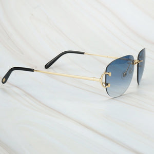 Rimless Sunglasses Luxury Carter Glasses Frame Men Sunglasses Retro Designer Women Eyewear for Driving Travelling