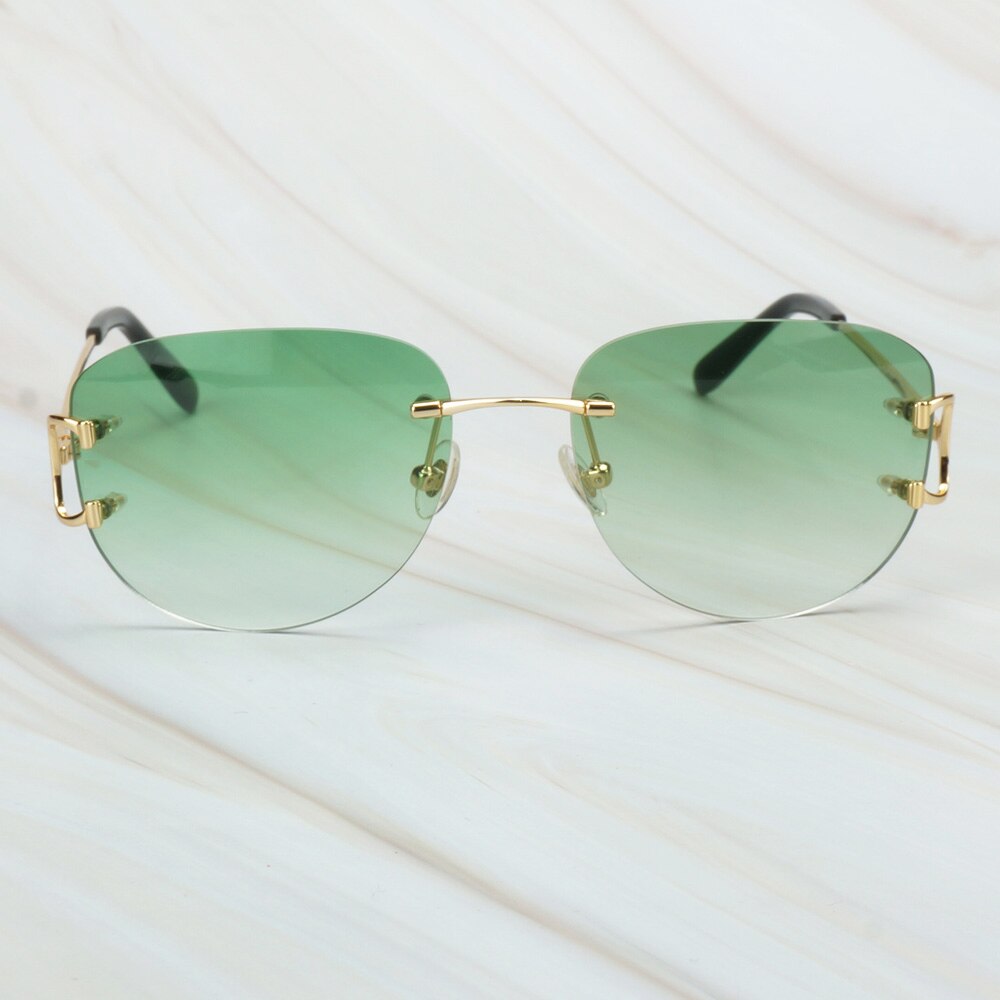Rimless Sunglasses Luxury Carter Glasses Frame Men Sunglasses Retro Designer Women Eyewear for Driving Travelling