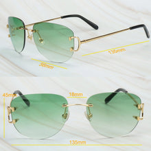Carica l&#39;immagine nel visualizzatore di Gallery, Rimless Sunglasses Luxury Carter Glasses Frame Men Sunglasses Retro Designer Women Eyewear for Driving Travelling