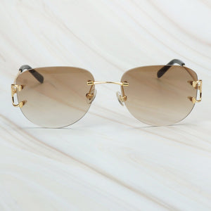 Rimless Sunglasses Luxury Carter Glasses Frame Men Sunglasses Retro Designer Women Eyewear for Driving Travelling