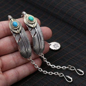 Bracciale per uomo e donna in argento sterling S925 all'ingrosso, moda Takahashi Goro, turchese, rotondo, piccola piuma d'aquila volante, per uomo e donna 