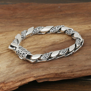 Wholesale S925 Sterling Silver Jewelry Men's Fashion Handmade Personality Retro Thai Silver Sleek Garland Bracelet