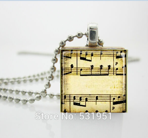 Wholesale Scrabble Jewelry Sheet Music Jewelry Musicians Music Notes music notes pendant necklace Scrabble Tile Pendant Necklace