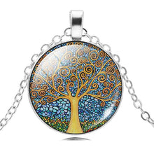 Carica l&#39;immagine nel visualizzatore di Gallery, Wholesale Silver Plated Statement Necklaces For Women Fashion Jewelry The Tree Of Life Glass Cabochon Pendant Necklaces Collares