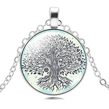 Carica l&#39;immagine nel visualizzatore di Gallery, Wholesale Silver Plated Statement Necklaces For Women Fashion Jewelry The Tree Of Life Glass Cabochon Pendant Necklaces Collares