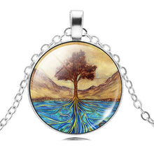 Carica l&#39;immagine nel visualizzatore di Gallery, Wholesale Silver Plated Statement Necklaces For Women Fashion Jewelry The Tree Of Life Glass Cabochon Pendant Necklaces Collares