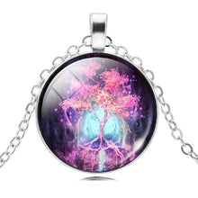Carica l&#39;immagine nel visualizzatore di Gallery, Wholesale Silver Plated Statement Necklaces For Women Fashion Jewelry The Tree Of Life Glass Cabochon Pendant Necklaces Collares