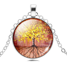 Carica l&#39;immagine nel visualizzatore di Gallery, Wholesale Silver Plated Statement Necklaces For Women Fashion Jewelry The Tree Of Life Glass Cabochon Pendant Necklaces Collares