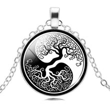 Carica l&#39;immagine nel visualizzatore di Gallery, Wholesale Silver Plated Statement Necklaces For Women Fashion Jewelry The Tree Of Life Glass Cabochon Pendant Necklaces Collares