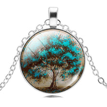 Carica l&#39;immagine nel visualizzatore di Gallery, Wholesale Silver Plated Statement Necklaces For Women Fashion Jewelry The Tree Of Life Glass Cabochon Pendant Necklaces Collares