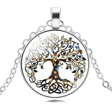 Carica l&#39;immagine nel visualizzatore di Gallery, Wholesale Silver Plated Statement Necklaces For Women Fashion Jewelry The Tree Of Life Glass Cabochon Pendant Necklaces Collares