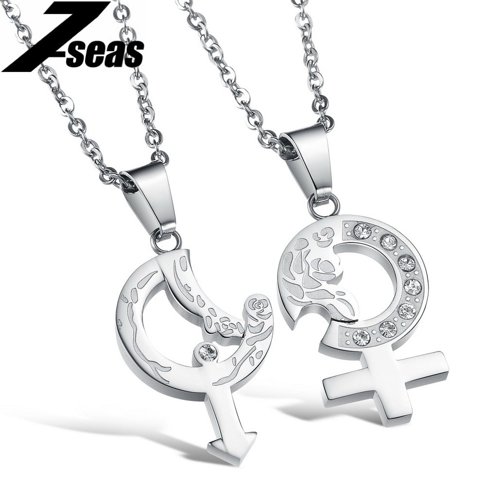 Wholesale The Arrow Of Love Couple Pendant High Quality Crystal CZ Rhinestone Stainless Steel Women Men Jewelry Necklace 898