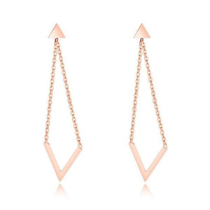 Wholesale Women Fashion Rose Gold V Drop Earrings Summer Stainless Steel Bar Earring