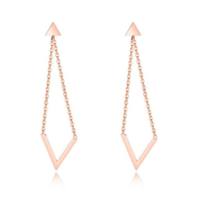 Wholesale Women Fashion Rose Gold V Drop Earrings Summer Stainless Steel Bar Earring